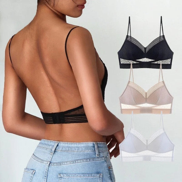 Backless Bra Invisible Bralette Thin Lace Wedding Bras Low Back Underwear Push Up Brassiere Women Seamless Lingerie Sexy BH Top-Diamond Deluxe Outlet