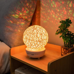 Bluetooth-compatible Music LED Night Light Romantic Dimmable Starry Table Lamp Bedside Rechargeable Rattan Ball Moon Lamps-Diamond Deluxe Outlet
