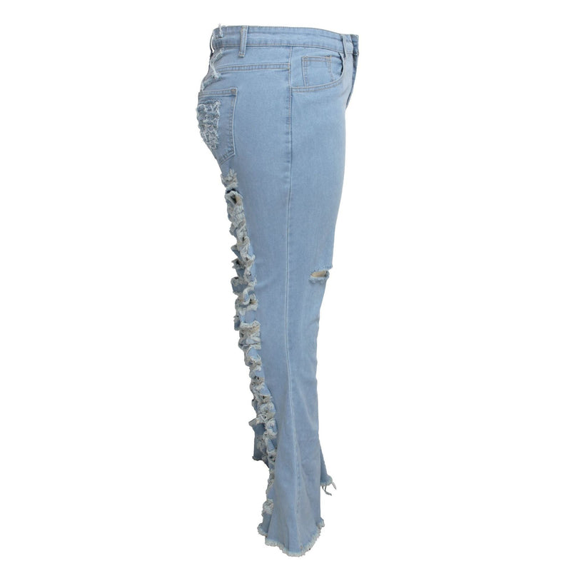 Fashion Trendy Unique Jeans Stretch Plus Size Bell-bottom Pants-Diamond Deluxe Outlet