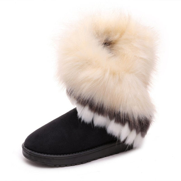Furry Boots Imitated Rabbit Fur White Snow Boots Tassel Hairy Boots Women'S Boots-Diamond Deluxe Outlet