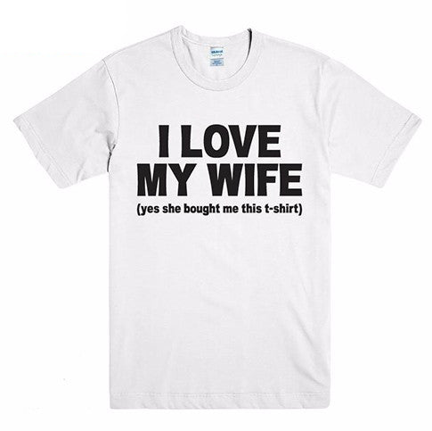 I Love My WIFE Letter Print Couple T-shirt-Diamond Deluxe Outlet