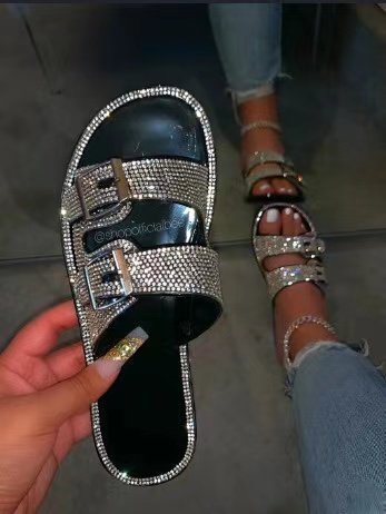 Jelly-soled Rhinestone Sandals And Slippers Beach Shoes Women's Slippers-Diamond Deluxe Outlet