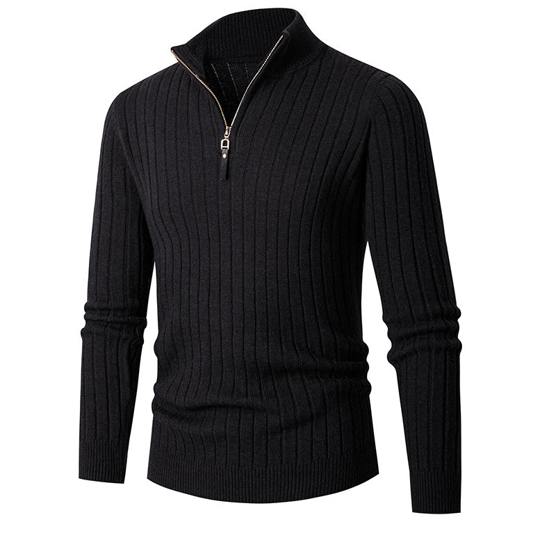 Men's Long-sleeved Half-turtleneck Zip-up Sweater-Diamond Deluxe Outlet