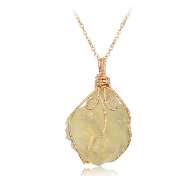 Natural stone pendant irregular crystal rough necklace-Diamond Deluxe Outlet