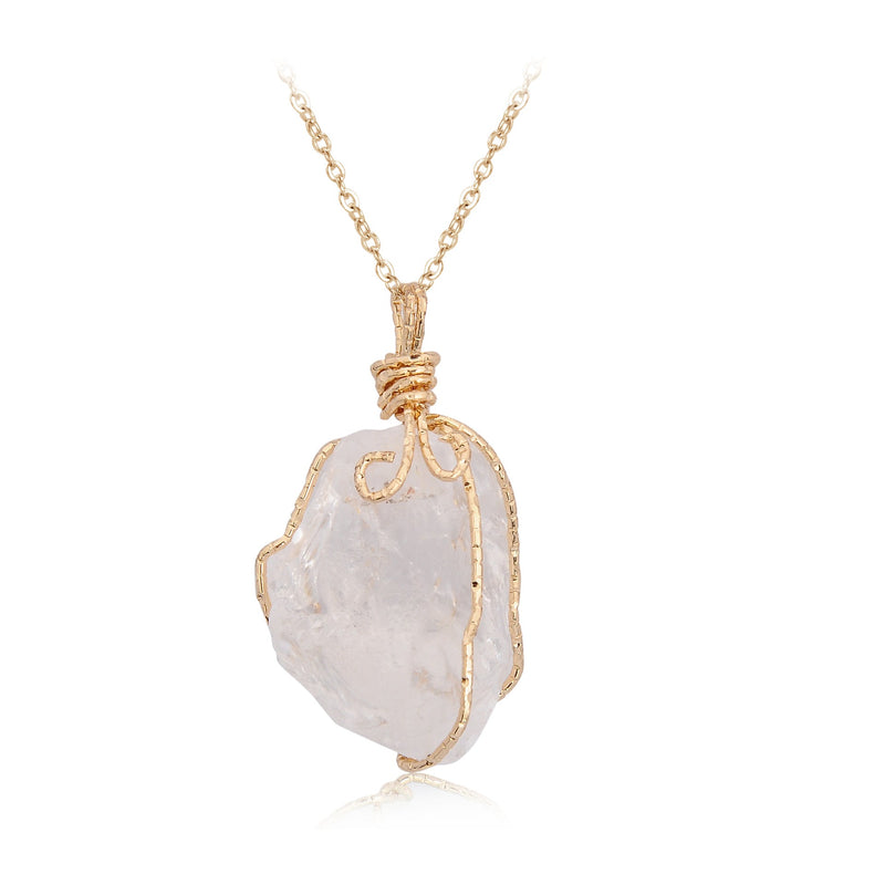 Natural stone pendant irregular crystal rough necklace-Diamond Deluxe Outlet