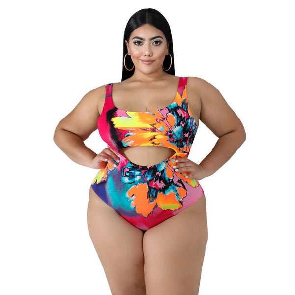 Plus Size Swimsuit One-piece Skirt Print-Diamond Deluxe Outlet