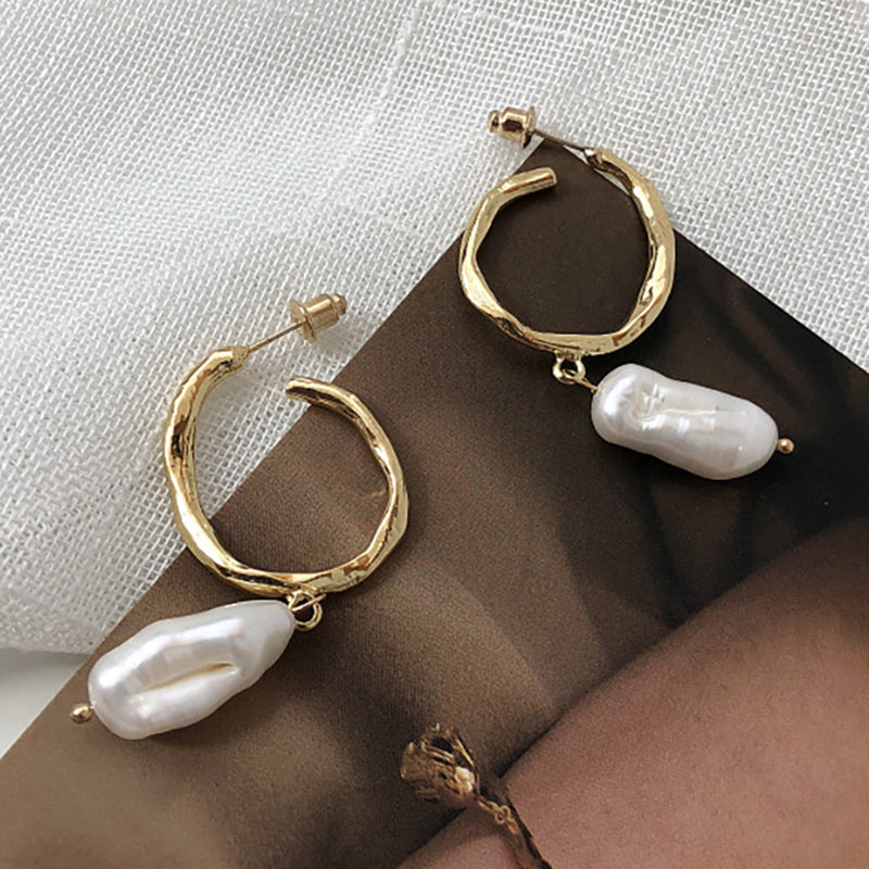 Simple pearl earrings-Diamond Deluxe Outlet
