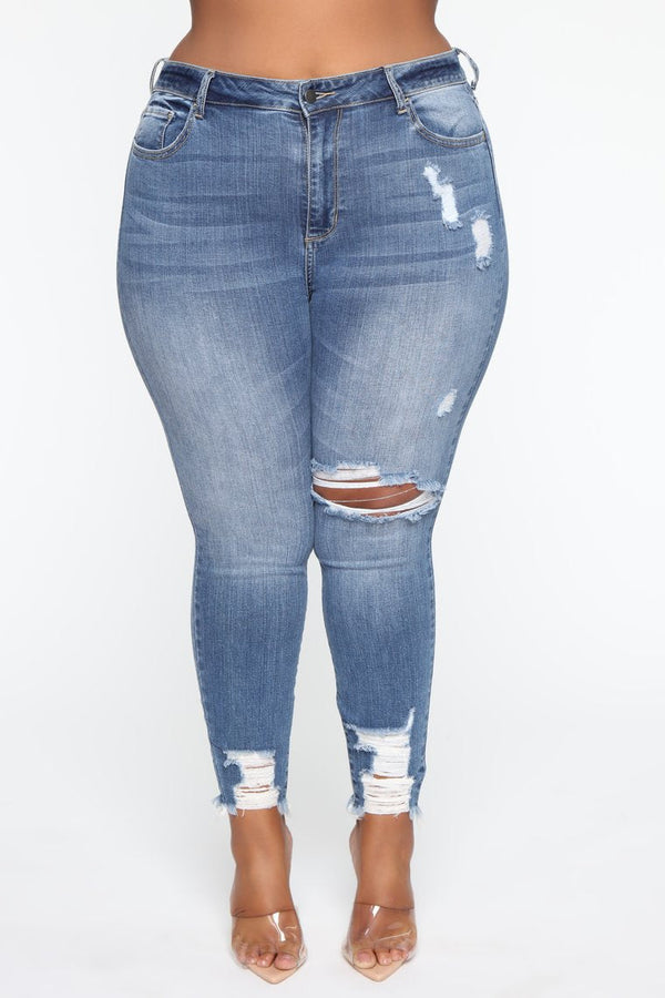 Stretch Ripped Women Plus Size Jeans-Diamond Deluxe Outlet