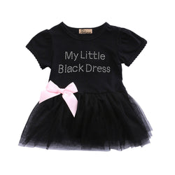 Toddler Girls Clothing Outfit Little Black Dress Short Sleeve Princess Onesie With A Bow 6-24 Months-Diamond Deluxe Outlet