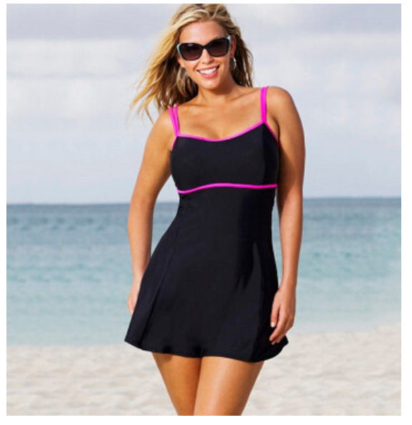 Women Plus Size Swim Dress Costume Swimsuit Skirted Swimwear-Diamond Deluxe Outlet