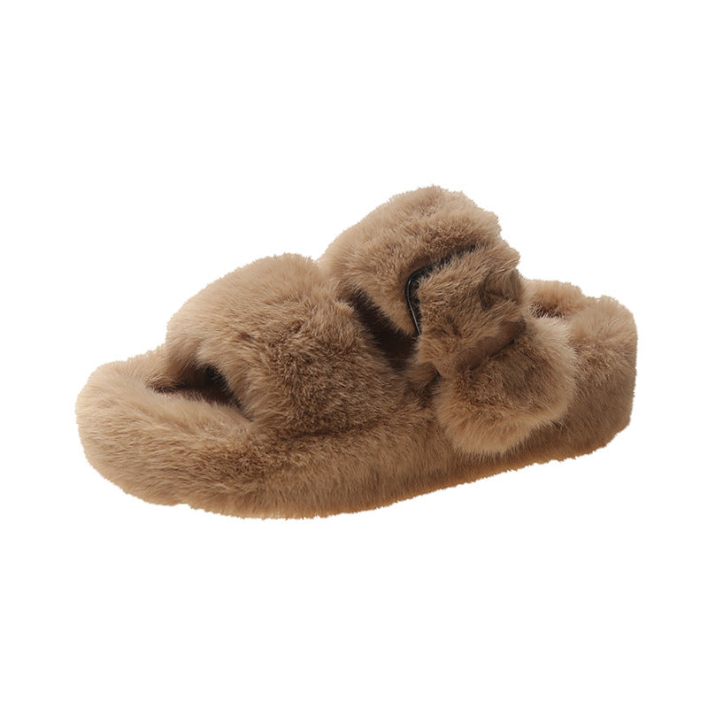 Women's Slippers With Thick Bottom Furry Slippers For Wearing Outside Home-Diamond Deluxe Outlet